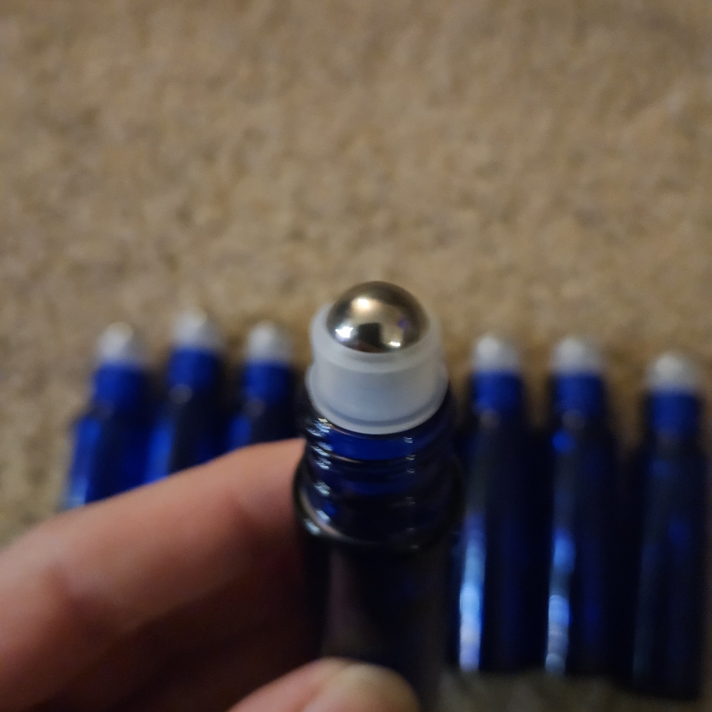 Set of Blue Glass Roller Bottles - Picture 2 of 2
